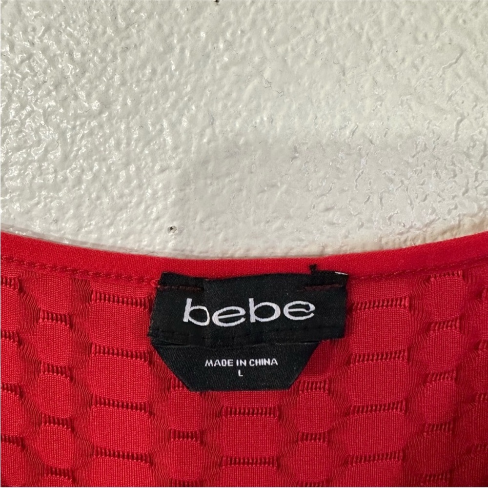 Bebe Red Rhinestone Textured Patterned Dress - Picture 12 of 14